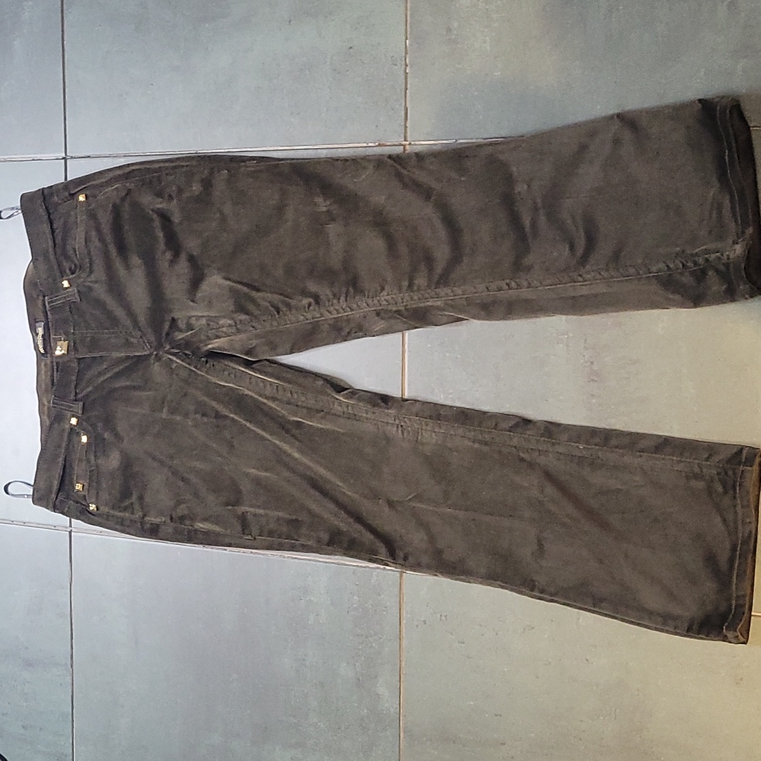 Roberto Cavalli Size 48 Chocolate Brown Pants Cotton Plush Gold Hardware Altered